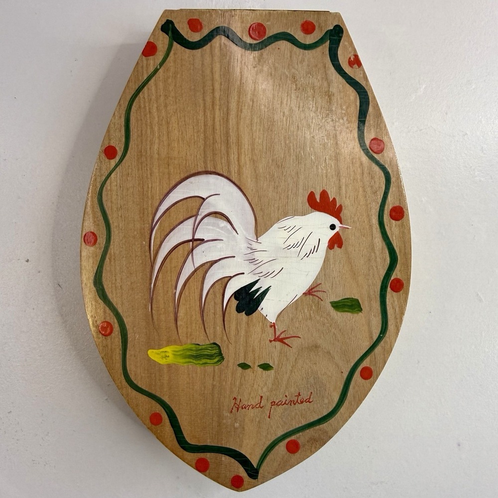 Vintage 1950s Woodpecker Wood Ware Wooden Hamburger Patty Press Rooster Japan